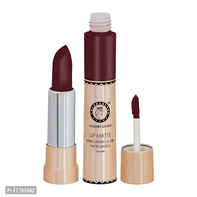 Colors Queen 2 in 1 Matte Lipstick Lip Matte Long Lasting Gloss, Waterproof, Non Transferable Katrina Coffee (8 Gram)-thumb3