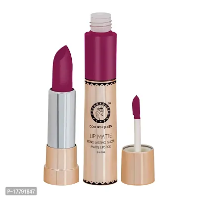 Colors Queen 2 in 1 Matte Lipstick Lip Matte Long Lasting Gloss, Waterproof, Non Transferable Hot Magenta (8 Gram)-thumb3