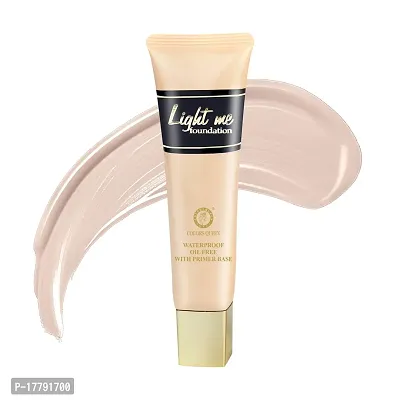 Colors Queen Light Me foundation Oil Free Waterproof Foundation Long Lasting With Primer Base Comes With SPF- 30 that Provides Natural and Non Sticky Finish Liquid Foundation For Fair Skin Tone (Natural Shell)