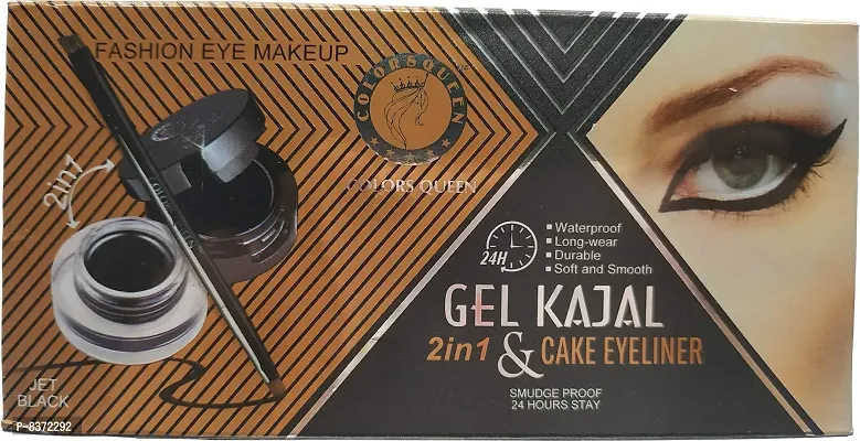 Colors Queen 2 in 1 Gel Kajal and Cake Eyeliner Jet Black-thumb2