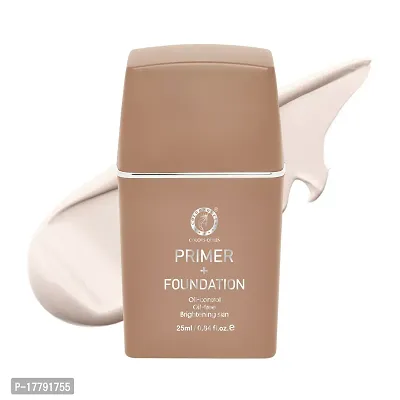 Colors Queen Oil Control Oil Free Primer + Foundation That Gives Natural and Brightening skin Waterproof foundation Long Lasting, Provides Non Sticky and Matte Finish Liquid Foundation For Oily Skin (Fair Ivory)