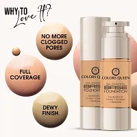 Colors Queen Oil Control Base Foundation Combination of Primer, Concealer and Moisturizer, Skin Brightening Liquid Foundation Water Resistant with Dewy Finish Foundation for Face Makeup (Ivory, 30ml)-thumb2