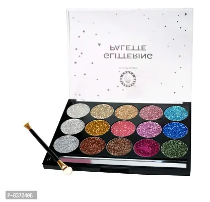 COLORS QUEEN Glittering Palette 15 Colors With Brush (Shimmer Palette)