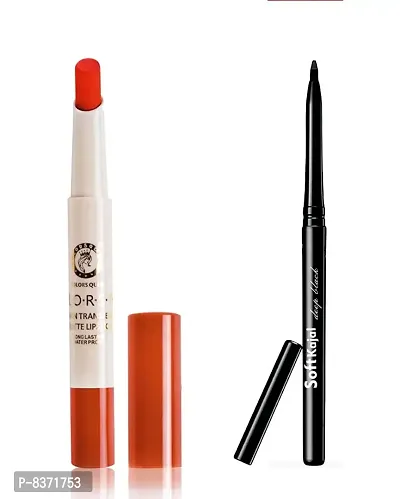 Colors Queen Non Transfer Matte Lipstick (Coral Orange) with soft Kajal