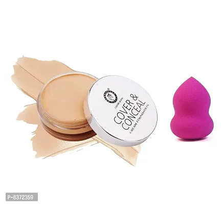 Colors Queen Cover  Conceal Cream Foundation || Light Weight + Full Coverage  || Water proof  Crease Proof || With Beauty Blender {Pack of 2}