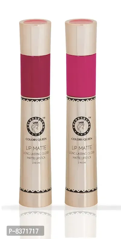 Colors Queen 2 in 1 Long Lasting Matte Lipstick (Onion + Coral Pink) Pack of 2