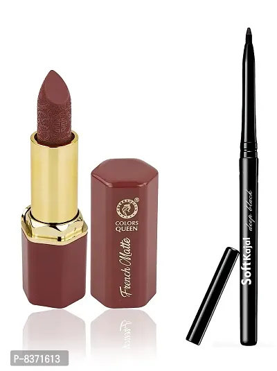 Colors Queen French Matte Lipstick (Nude) With Soft Kajal