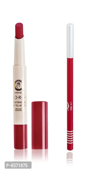 Colors Queen Non Transfer Matte Lipstick (Indian Red) With lip Pencil