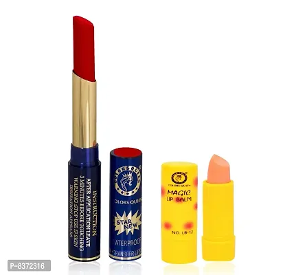 Colors Queen Non Transfer Long Lasting Matte Lipstick (Indian Red) With Lip Balm