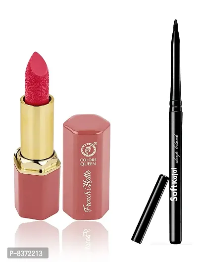 Colors Queen French Matte Lipstick (Baby Pink) With Soft Kajal