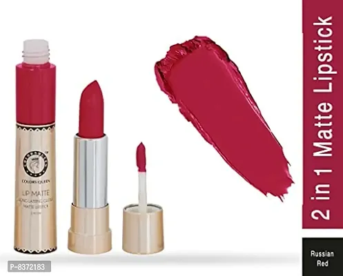 Colors Queen 2 in 1 Long Lasting Matte Lipstick (Rich Red) With Soft Kajal-thumb2