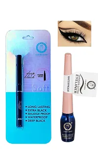 Colors Queen Smudge Proof Deep Black Soft Kajal With Shimmer Glitter Eyeliner (Sky Blue) Pack of 2-thumb3