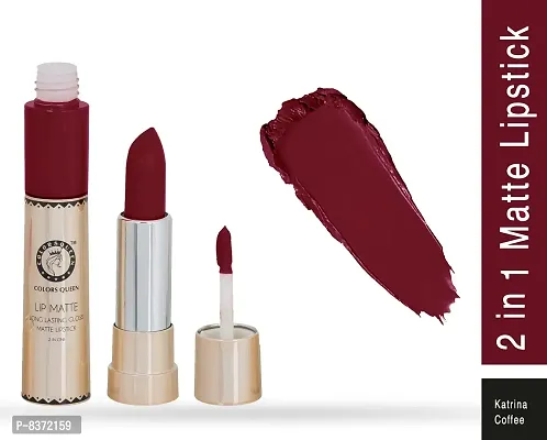 Colors Queen 2 in 1 Long Lasting Matte Lipstick (Katrina Coffee) With Soft Kajal-thumb2