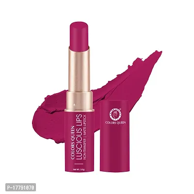 Colors Queen Luscious Lips - Non Transfer Creamy Matte Lipstick Highly Pigmented with Smooth Application Long Lasting Lipstick Waterproof Smudge Proof Lipstick for Women (Maple Magenta - 3.5g)