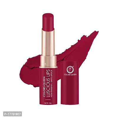 Colors Queen Luscious Lips - Non Transfer Creamy Matte Lipstick Highly Pigmented with Smooth Application Long Lasting Lipstick Waterproof Smudge Proof Lipstick for Women (Cranberry - 3.5g)