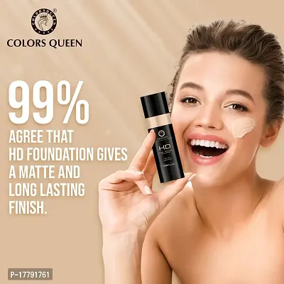 COLORS QUEEN HD Super Blend able Oil-Free Matte Water Proof Foundation (IVORY) Matte Finish-thumb5