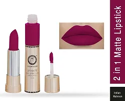 Colors Queen 2 in 1 Long Lasting Matte Lipstick (Indian Maroon + Rose Pink) Pack of 2-thumb1