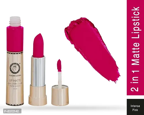 Colors Queen 2 in 1 Long Lasting Matte Lipstick (Intense Pink) With Soft Kajal-thumb3