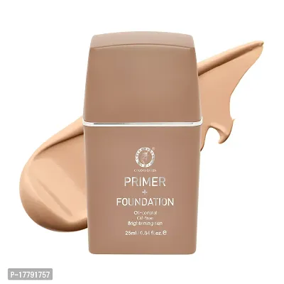 Colors Queen Oil Control Oil Free Primer + Foundation That Gives Natural and Brightening skin Waterproof foundation Long Lasting, Provides Non Sticky and Matte Finish Liquid Foundation For Oily Skin (Nude Beige)