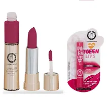 Colors Queen Long Lasting Matte Lipstick (Pink My Way) With Lip Balm-thumb1