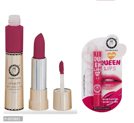 Colors Queen Long Lasting Matte Lipstick (Pink My Way) With Lip Balm-thumb2