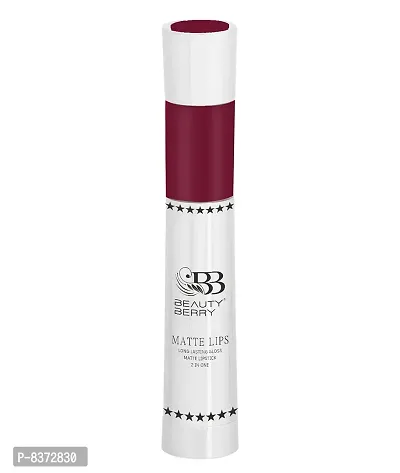 Beauty Berry Matte Lips 2 IN 1 Long Lasting Gloss Matte Lipstick (Rich maroon)-thumb2