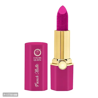 Colors Queen French Matte Waterproof Lipstick Enriched with Moisture, Single Stroke Application Non Sticky and Non Drying Creamy Matte Lipstick for Women (Glam Pink, 3g)-thumb3