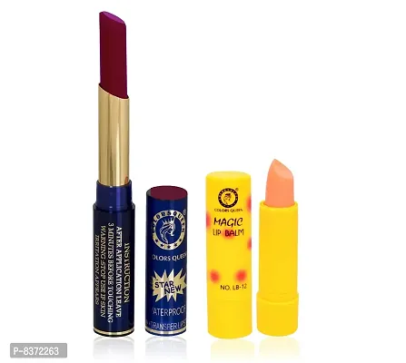 Colors Queen Non Transfer Long Lasting Matte Lipstick (Royal Maroon) With Lip Balm