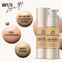 Colors Queen Oil Control Base Foundation Combination of Primer, Concealer and Moisturizer, Skin Brightening Liquid Foundation Water Resistant with Dewy Finish Foundation for Face Makeup (Natural Almonds, 30ml)-thumb2