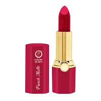 Colors Queen French Matte Waterproof Lipstick Enriched with Moisture, Single Stroke Application Non Sticky and Non Drying Creamy Matte Lipstick for Women (Rich Red, 3Gram)-thumb2