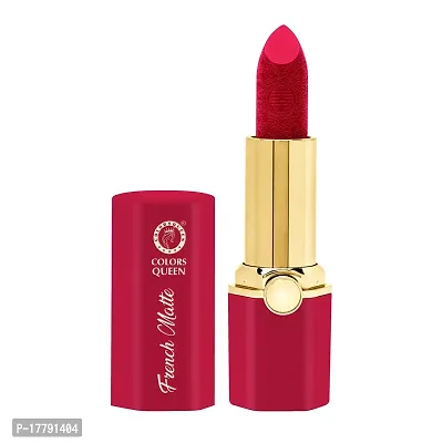 Colors Queen French Matte Waterproof Lipstick Enriched with Moisture, Single Stroke Application Non Sticky and Non Drying Creamy Matte Lipstick for Women (Rich Red, 3Gram)-thumb3