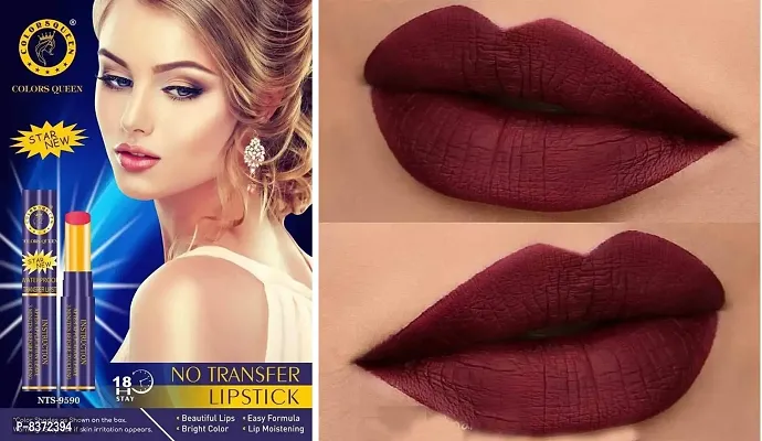 Colors Queen LIPSTICK STAR Premium Waterproof Non Transfer Pure Matte, 18 Hours Stay Shade Royal Mahroon