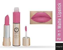 Colors Queen 2 in 1 Long Lasting Matte Lipstick (Collage Girl + Coral ) Pack of 2-thumb1