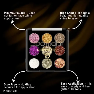 Classic Glitter Eyeshadow Palette, 9 Glitter Eyeshades| Shimmery Finish, Blendable Eyeshadow, Finely Pressed and Pigmented Glitter Shades (15 Gram)-thumb5