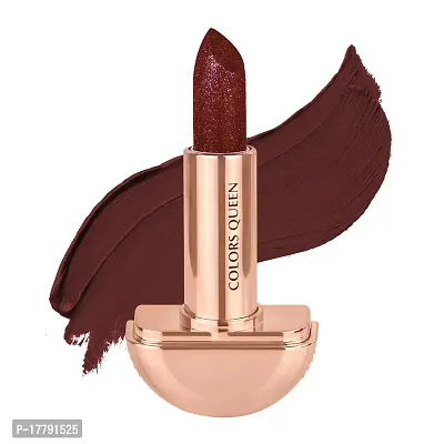 Colors Queen Glitter Lipstick Rockstar Non Transfer, Matte Finish, Smudge Proof, Water Proof, 12 hr Stay Sepia Brown (3g)