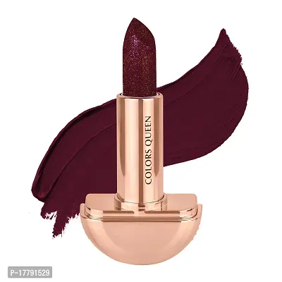 Colors Queen Glitter Lipstick Rockstar Non Transfer, Matte Finish, Smudge Proof, Water Proof, 12 hr Stay Royal Maroon (3g)