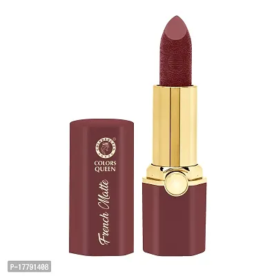 Colors Queen French Matte Waterproof Lipstick Enriched with Moisture, Single Stroke Application Non Sticky and Non Drying Creamy Matte Lipstick for Women (Nude, 3 Gram)-thumb3