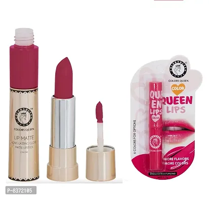 Colors Queen Long Lasting Matte Lipstick (Onion) With Lip Balm-thumb0