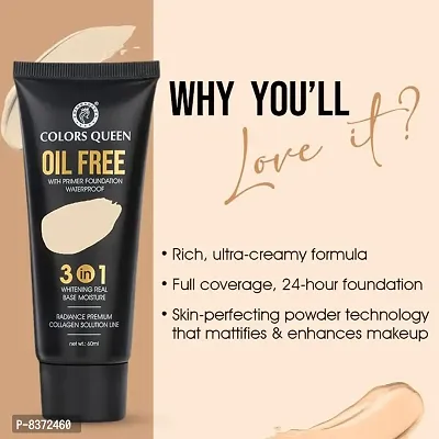 Colors Queen Oil Free Waterproof Foundation With Primer (Porcelain, 60ml)-thumb4