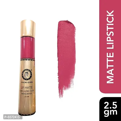 Colors Queen 2 In 1 Matte Lip Gloss-10 ml and Lipstick-2.5 gm (Neon Pink)-thumb3