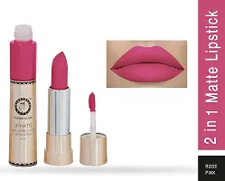 Colors Queen Long Lasting Matte Lipstick (Rose Pink) With Lip Balm-thumb1