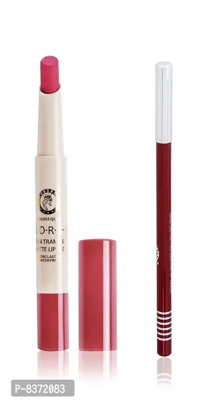 Colors Queen Non Transfer Long Lasting Matte Lipstick (Neon Pink)_With Lip Pencil