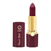 Colors Queen French Matte Waterproof Lipstick Enriched with Moisture, Single Stroke Application Non Sticky and Non Drying Creamy Matte Lipstick for Women (Bride Maroon, 3Gram)-thumb2