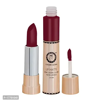 Colors Queen 2 in 1 Matte Lipstick Lip Matte Long Lasting Gloss, Waterproof, Non Transferable Fire Red (8 Gram)-thumb3