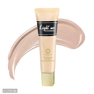 Colors Queen Light Me foundation Oil Free Waterproof Foundation Long Lasting With Primer Base Comes With SPF- 30 that Provides Natural and Non Sticky Finish Liquid Foundation For Fair Skin Tone (Natural Beige)