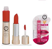 Colors Queen Long Lasting Matte Lipstick (Karina Orange) With Lip Balm-thumb1