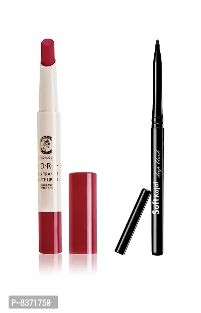 Colors Queen Non Transfer Matte Lipstick (Indian Red) with soft Kajal