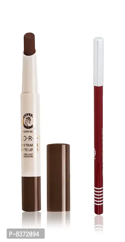 Colors Queen Non Transfer Long Lasting Matte Lipstick (Coffee) With Lip Pencil