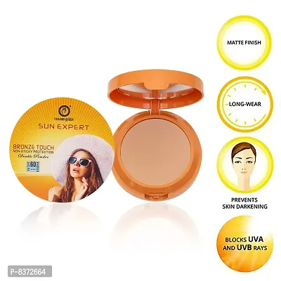 Colors Queen Sun Expert Bronze Touch || Non Sticky Protection || Double Compact Powder || Warm Beige ||-thumb3