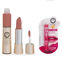 Colors Queen Long Lasting Matte Lipstick (Ice Nude) With Lip Balm-thumb1